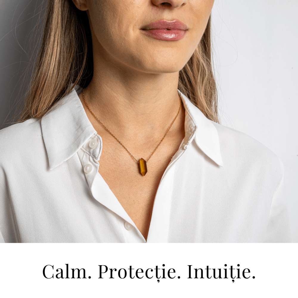 Protectie si Energie – Colier din Ochi de Tigru Natural cu Lant din Otel Inoxidabil [2]