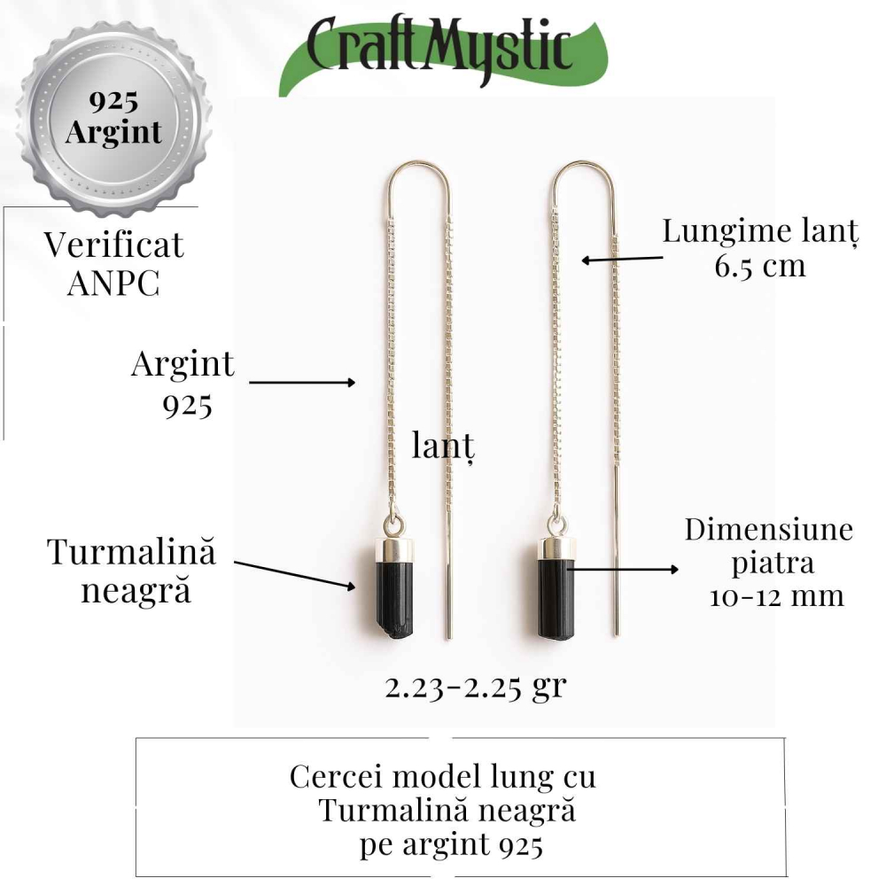 Cercei lungi din argint 925 cu turmalina neagra – Eleganta protectoare [3]