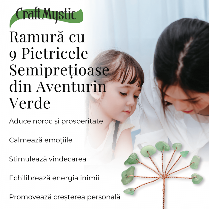Ramurica Creativă DIY cu Pietre Naturale de Aventurin Verde (9 Pietricele) [7]