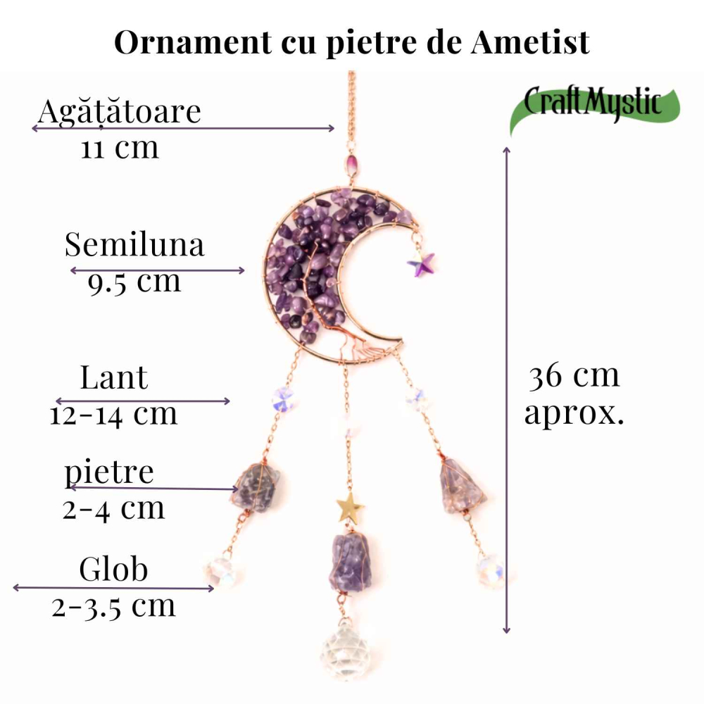 Ornament decorativ cu ametist – semiluna pentru armonia spatiului [5]