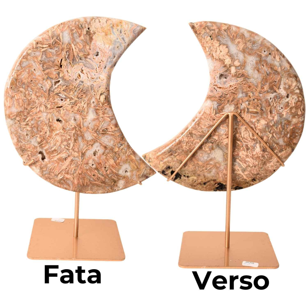 Semiluna decorativa din Agat natural cu incluziuni fibroase – sculptata manual in Brazilia [2]