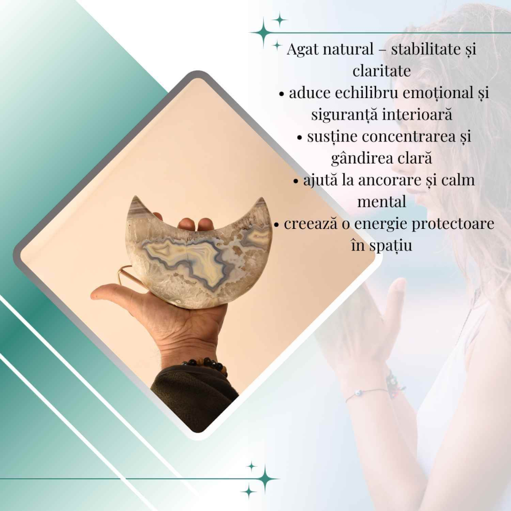 Semiluna decorativa din Agat crem-roz natural – sculptata manual, Brazilia 0.86 kg [5]