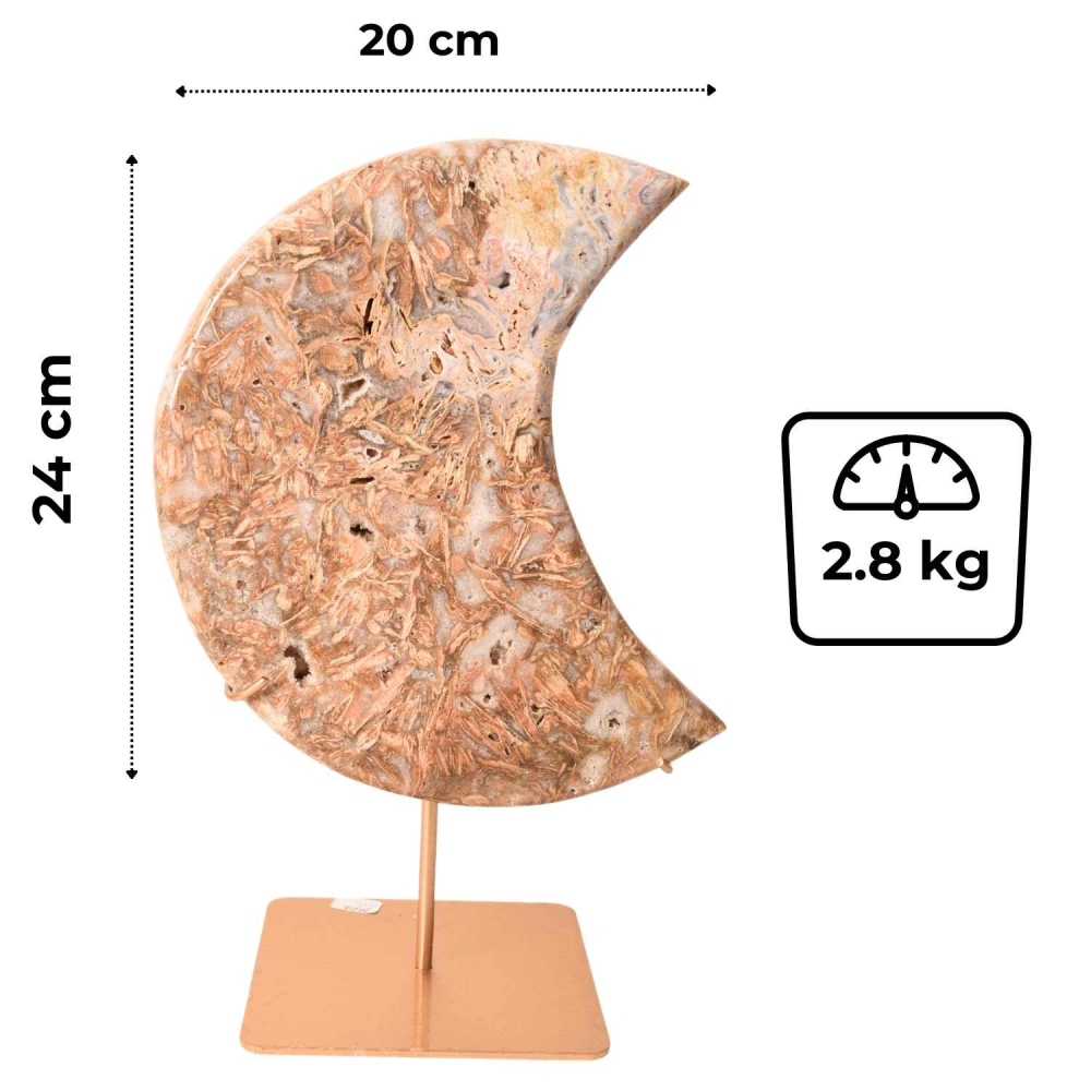 Semiluna decorativa din Agat natural cu incluziuni fibroase – sculptata manual in Brazilia [3]