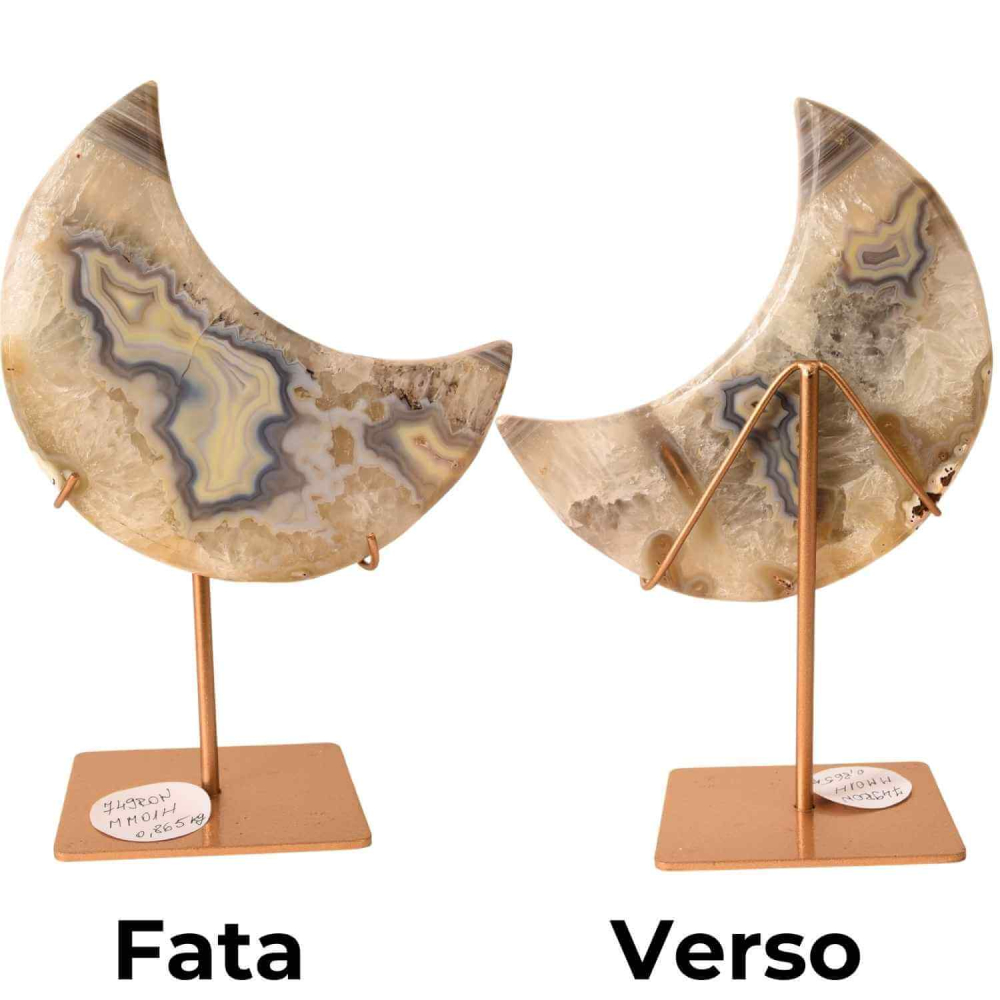 Semiluna decorativa din Agat crem-roz natural – sculptata manual, Brazilia 0.86 kg [2]