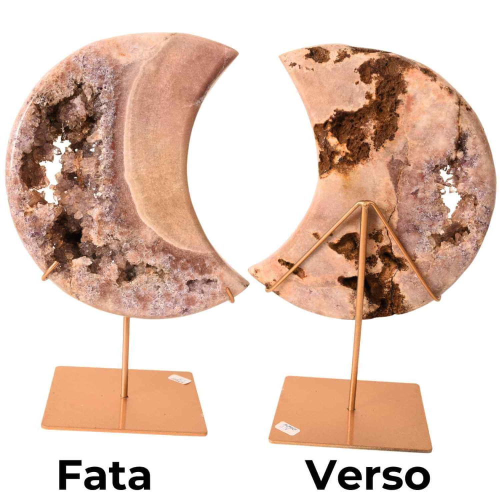 Semiluna decorativa din Pink Amethyst natural – piesa unicat sculptata manual, Brazilia [2]