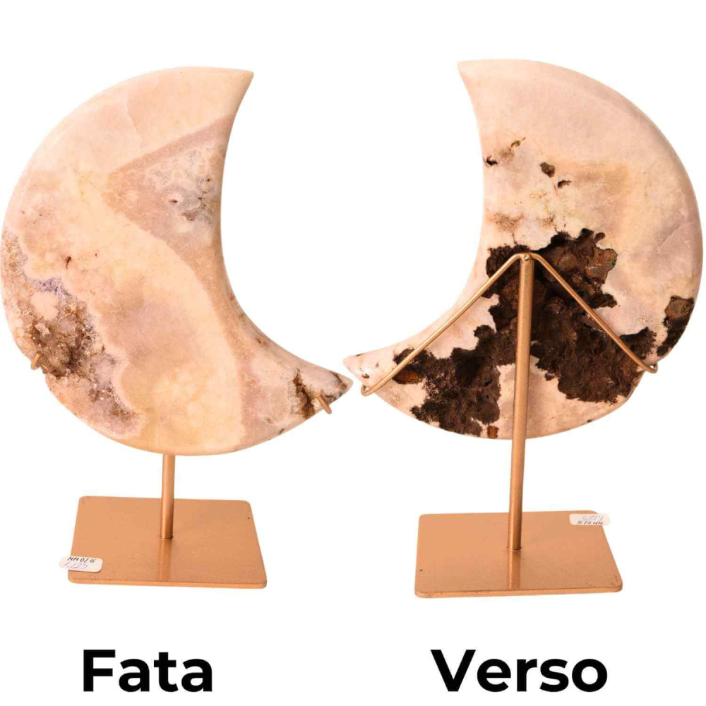 Semiluna decorativa din Agat crem-roz natural – sculptata manual in Brazilia 1.1 kg [2]