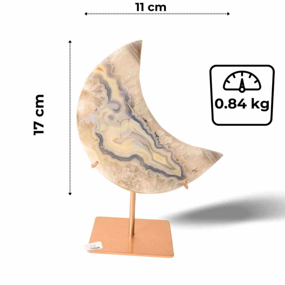 Semiluna decorativa din Agat bandat natural – sculptata manual, Brazilia | Piesa unicat [3]