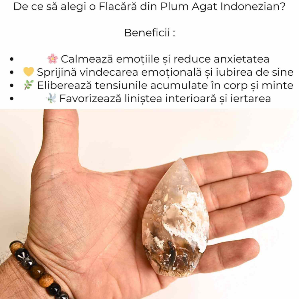 Flacara care mangaie – Plum Agat Indonezian pentru Calm si Vindecare Emotionala 7-8 cm [3]