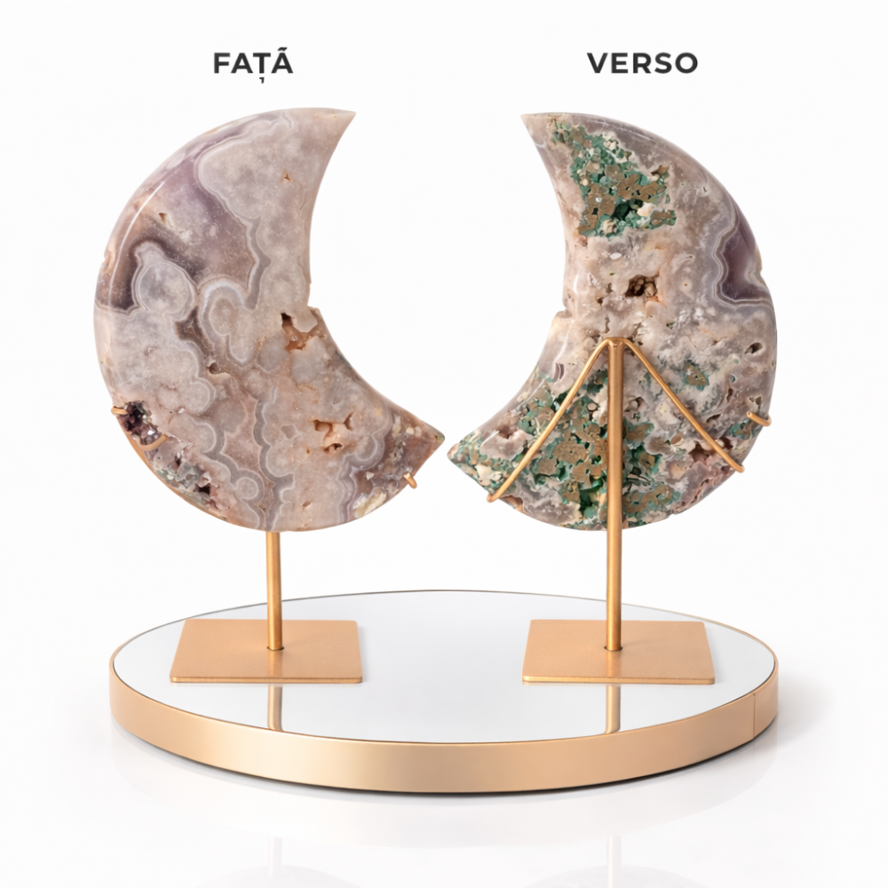 Semiluna din Agat Liliachiu Natural | Piesa Unicat Brazilia [3]