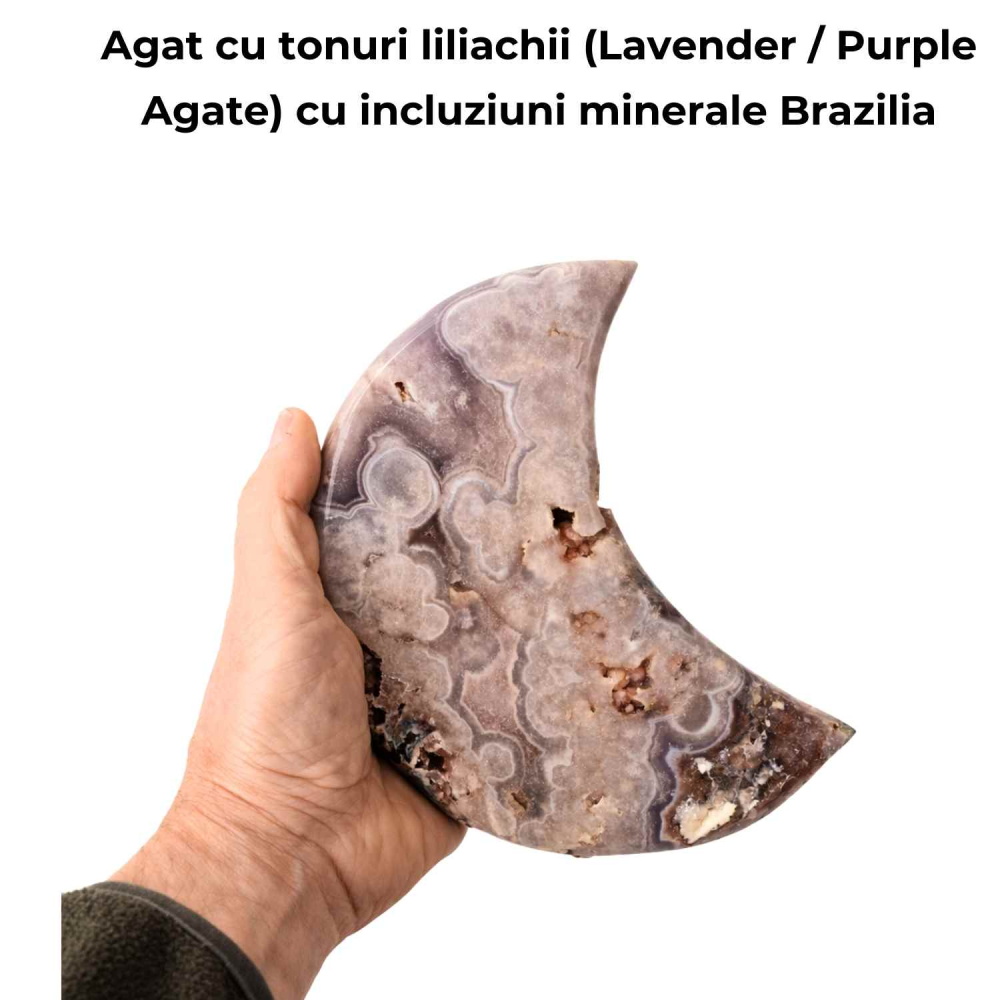 Semiluna din Agat Liliachiu Natural | Piesa Unicat Brazilia [4]
