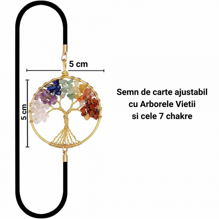 Semn de Carte Elastic cu Pandantiv Chakra 'Arborele Vietii' Companion de Lectura Ideal pentru Copii si Femei [2]