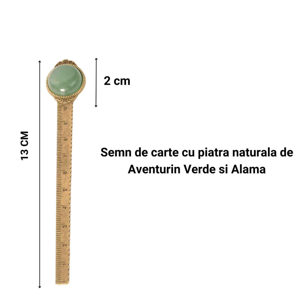 Semn de Carte Elegant cu Piatra Naturala de Aventurin Verde si Alama [5]
