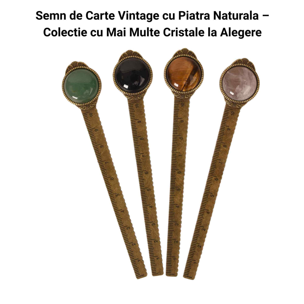 Semn de Carte Elegant cu Piatra Naturala de Obsidian si Alama [6]