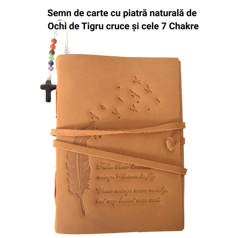 Semn de Carte cu Cruce din Obsidian si Pietrele celor 7 Chakre [2]