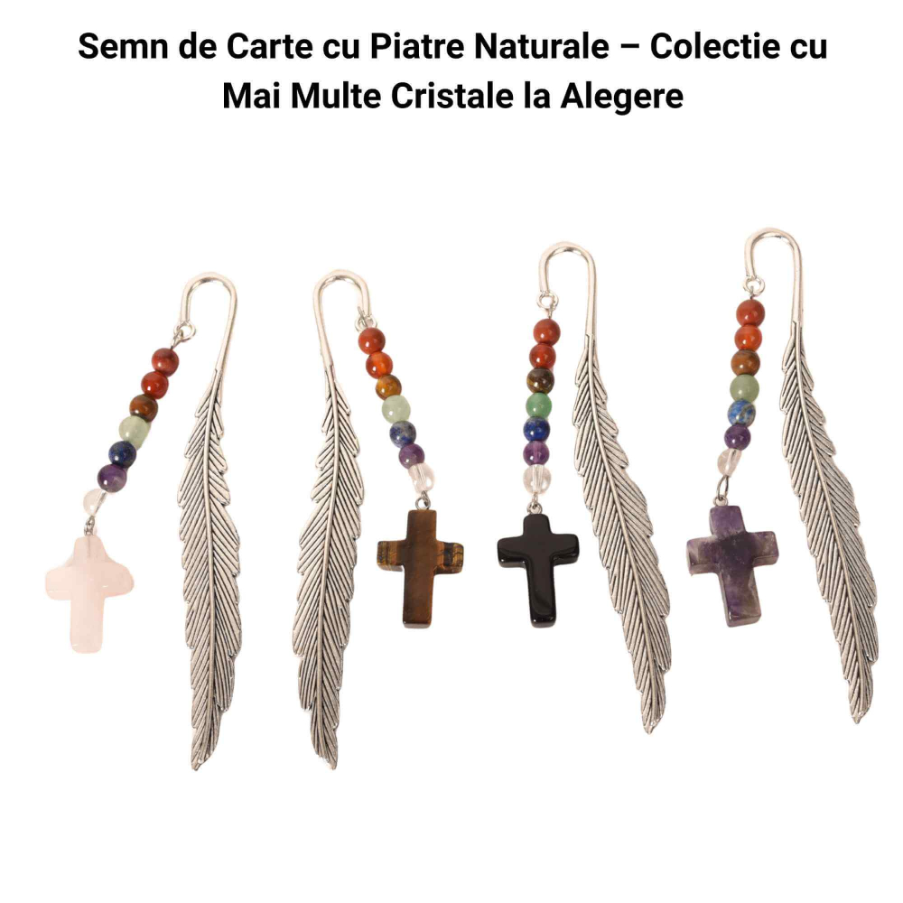 Semn de Carte cu Cruce din Obsidian si Pietrele celor 7 Chakre [6]