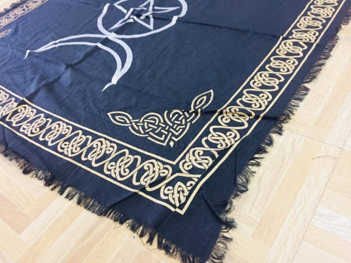 Panza Sacra pentru altar magic - Design Pentagrama Triple Moon - Vrajitorie Tarot Wiccani Spiritualitate