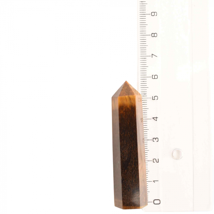 Set 2 turnuri din cristale semipretiose vindecatoare hexagonale Ochi de tigru - Obelisc cu inaltimea de 6 cm [2]