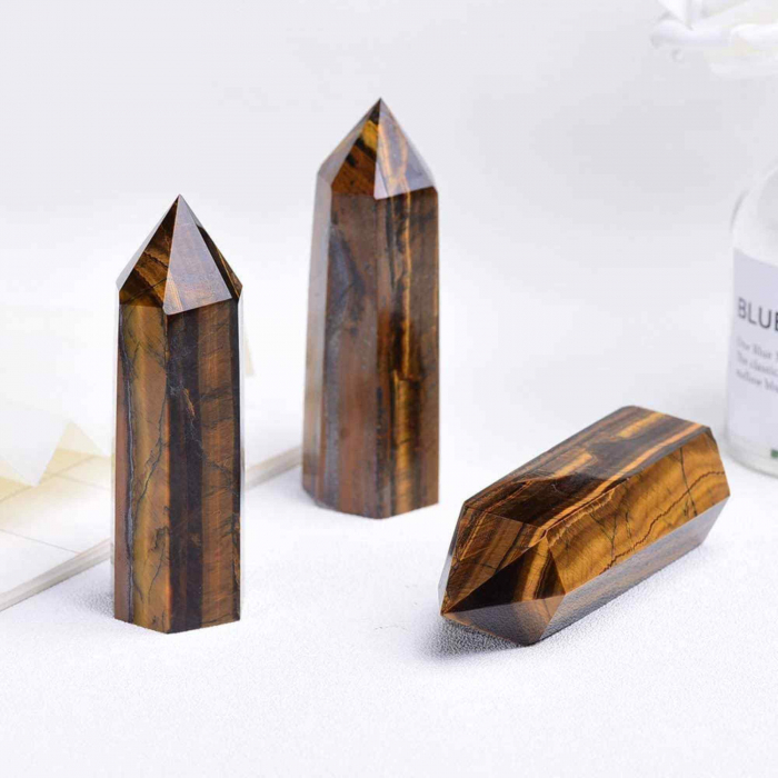 Turn cristal Ochi de Tigru de 10-11 cm din Piatra Naturala Vindecatoare Hexagonala pentru Meditatie [7]