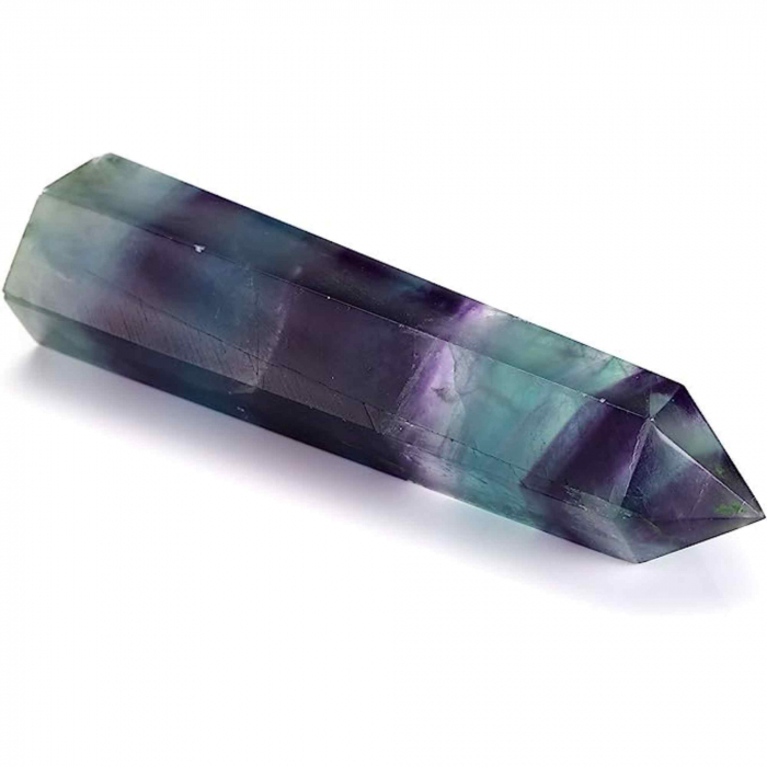 Set 2 turnuri din cristale semipretiose vindecatore hexagonale Fluorit curcubeu - Obelisc cu inaltimea de 5 cm [5]