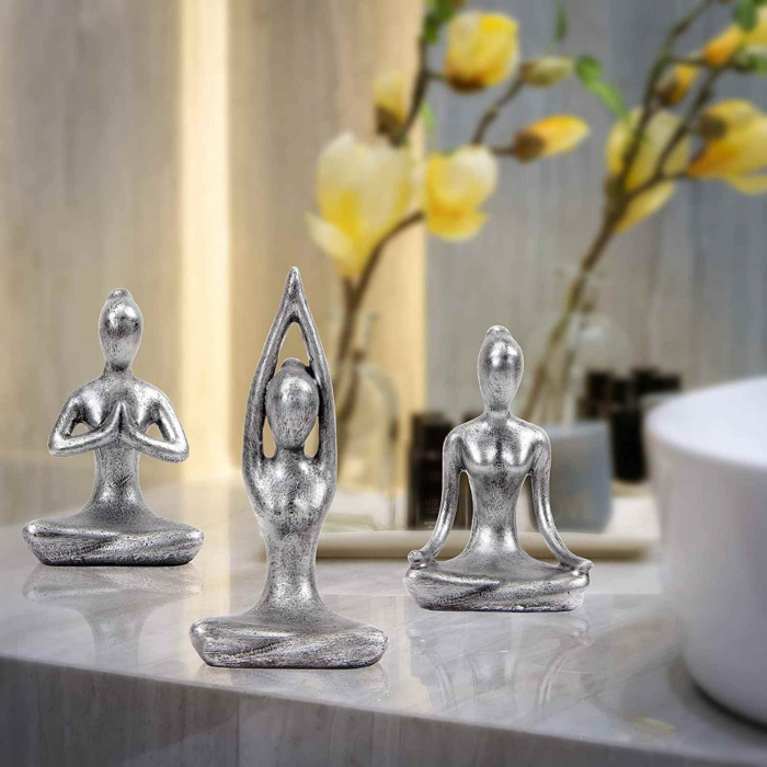 Set 3 statuete sculptate pentru meditatie Yoga - Decor Feng Shui, ideale pentru o stare de liniste si relaxare [3]