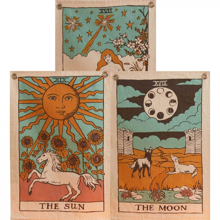 Set 3 Tapiserii cu semne spirituale, soare, luna, stea, – Pentru yoga, meditatie, decorarea camerei [3]