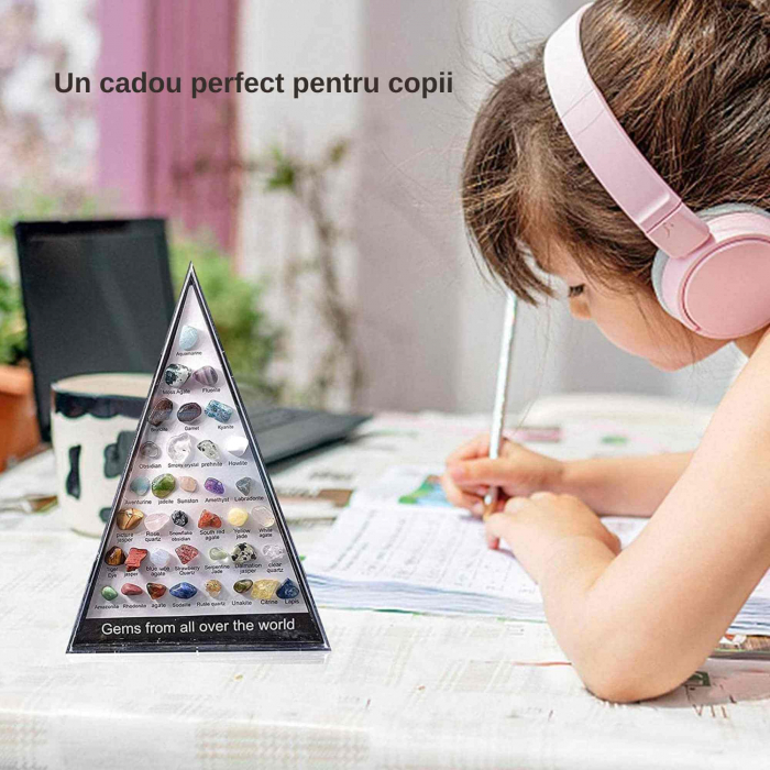 Mini Set 36 de cristale si pietre semipretioase de colectie din intreaga lume – cadou educational pentru copii, geologie, pietre minerale [3]