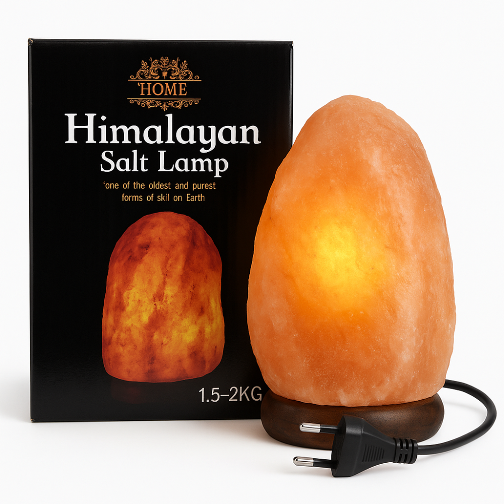 Lampa Sare Himalaya 1.5–2 kg – lumina ambientala calda si relaxanta, include bec si priza EU [1]