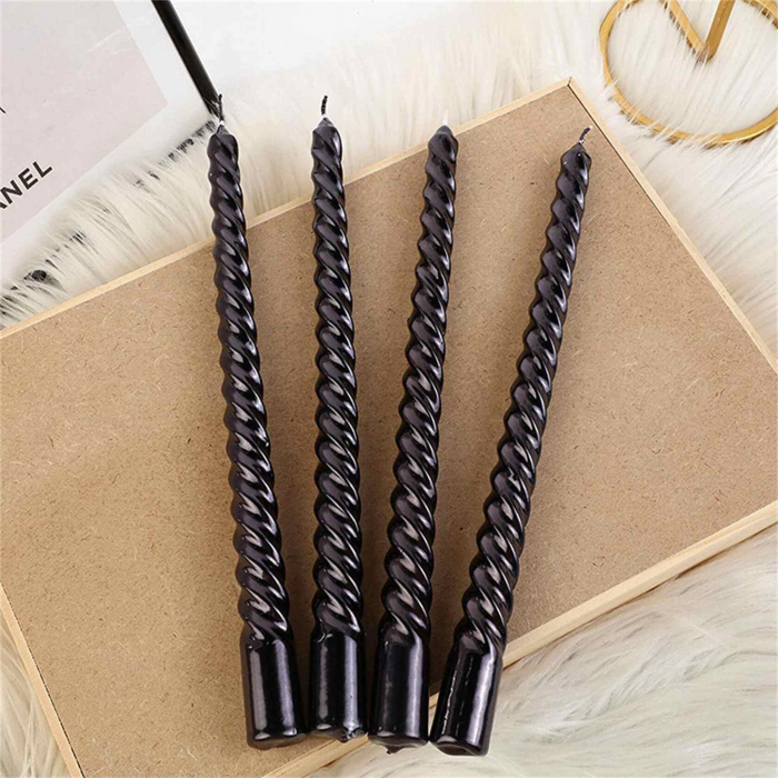 Set 4 Lumanari negre spirala de 25 cm - Lumanari  fara picurare si fara parfum - Perfecte ca lumanari pentru cina, ocazii speciale [3]