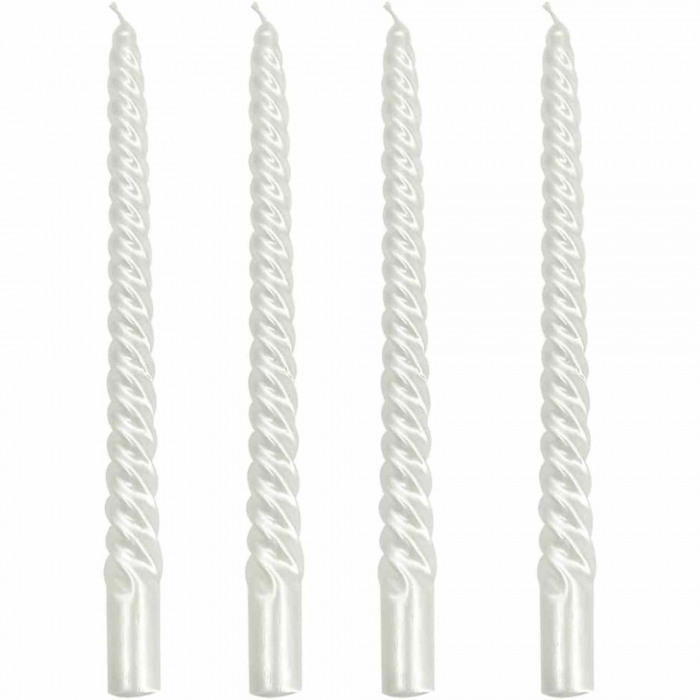 Set 4 Lumanari albe spirala de 25 cm - Lumanari  fara picurare si fara parfum - Perfecte ca lumanari pentru cina, ocazii speciale - Copie [4]