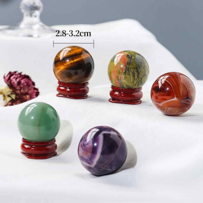 Set 9 sfere din cristale naturale – pentru decor feng shui,  meditatie, astrologie [3]