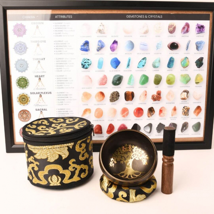 Bol Tibetan Cantator 9.5 cm model arborele vietii Setul complet pentru meditatie si vindecare Relaxare profunda si echilibru energetic [7]