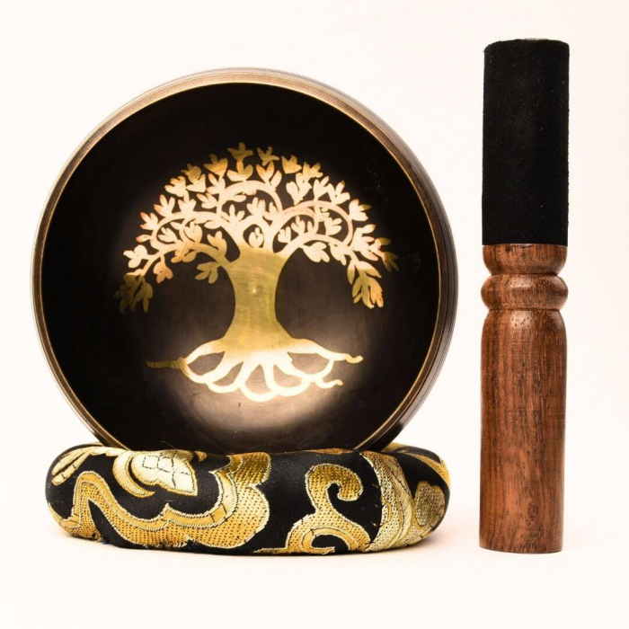 Bol Tibetan Cantator 9.5 cm model arborele vietii Setul complet pentru meditatie si vindecare Relaxare profunda si echilibru energetic [9]