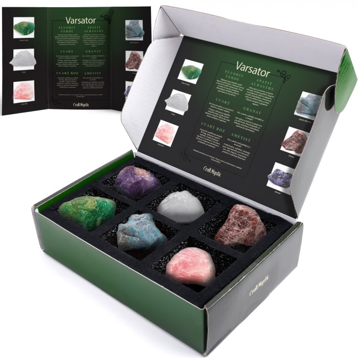 Set cadou cu cristale naturale pentru zodia Varsator, cristale vindecatoare cu semne zodiacale, horoscop, astrologie, cadou perfect pentru zi de nastere