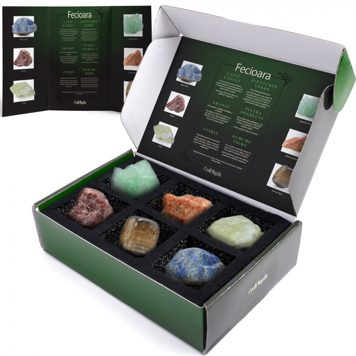 Set cadou cu cristale naturale pentru zodia Fecioara, cristale vindecatoare cu semne zodiacale, horoscop, astrologie, cadou perfect pentru zi de nastere.