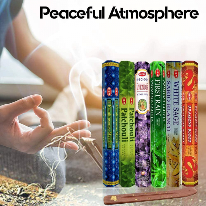 Set 6 pachete mix betisoare parfumate cu cele mai apreciate 6 parfumuri HEM +  suport pentru betisoare [5]
