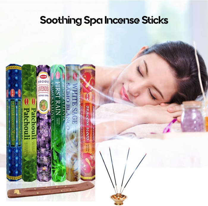 Set 6 pachete mix betisoare parfumate cu cele mai apreciate 6 parfumuri HEM +  suport pentru betisoare [2]