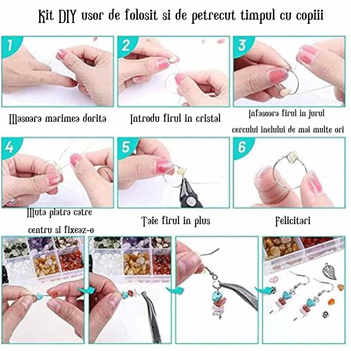 Set de Confectionare Bijuterii cu 28 de tipuri de Cristale Kitul Perfect pentru Copii si Pasionatii de Handmade [6]