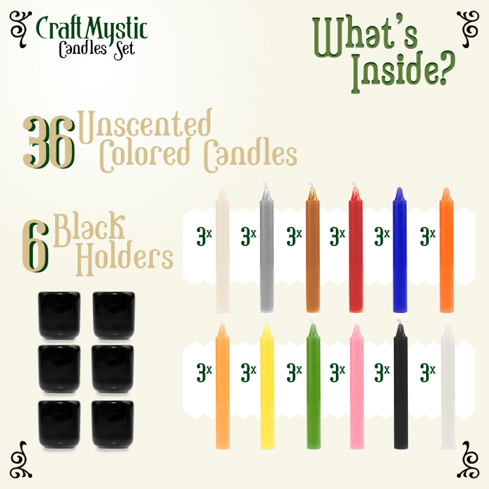 Set 36 lumanari pentru ritualuri și 6 suporturi negre din ceramica [2]
