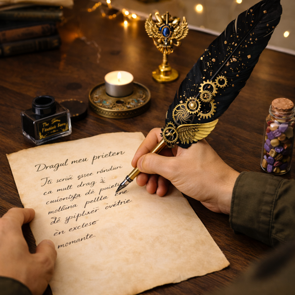 Set Stilou Pana Steampunk cu Accesorii – Caligrafie si Sigilii Cadou [6]