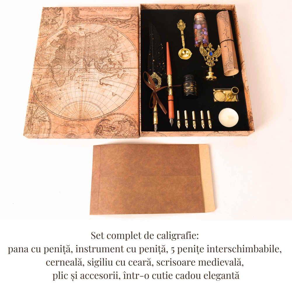 Set Caligrafie cu Pana si Sigiliu – Scris Artistic si Scrisoare Medievala Cadou [2]