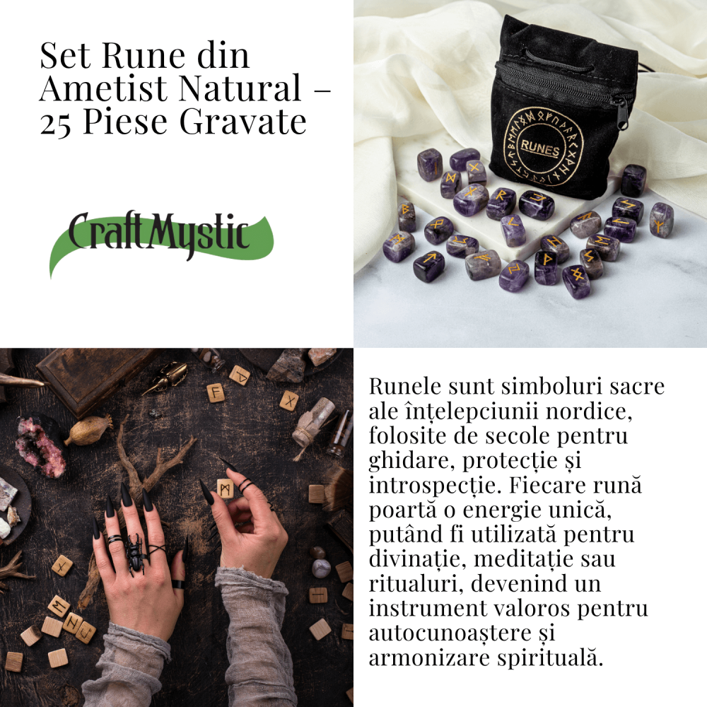 Set Rune din Ametist Natural – Claritate Spirituala si Protectie Energetica [4]
