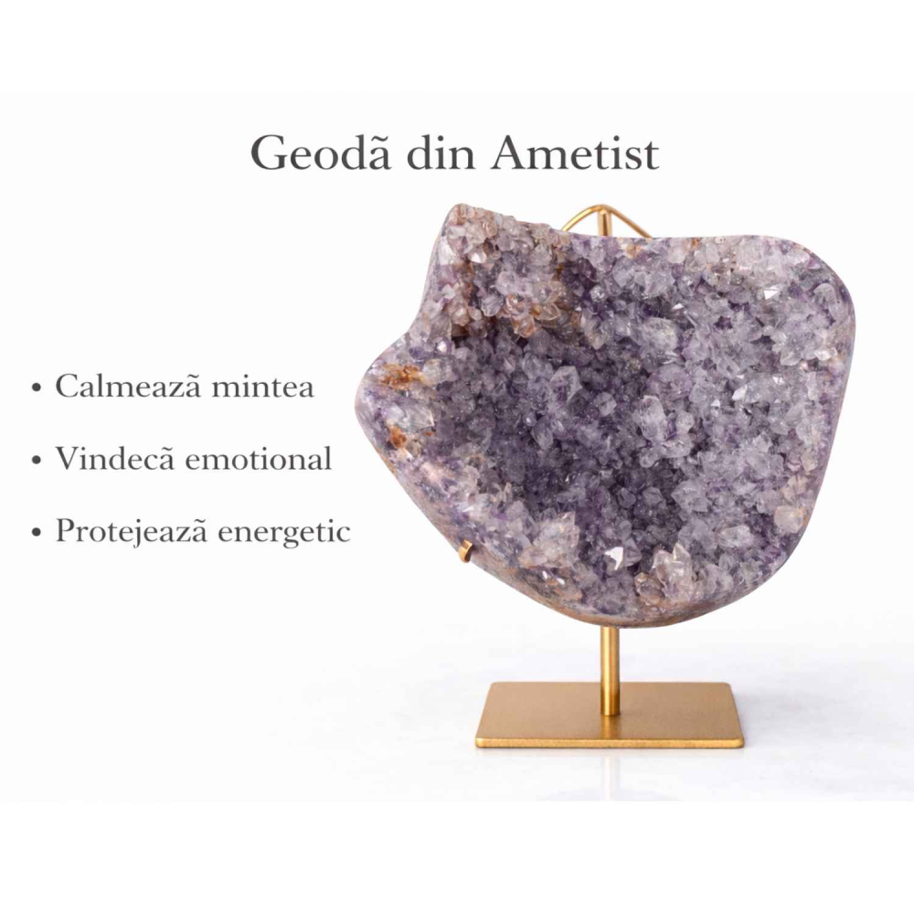 Geoda din ametist naturala pe suport metalic – cristal brazilian unicat 1.665 kg [3]