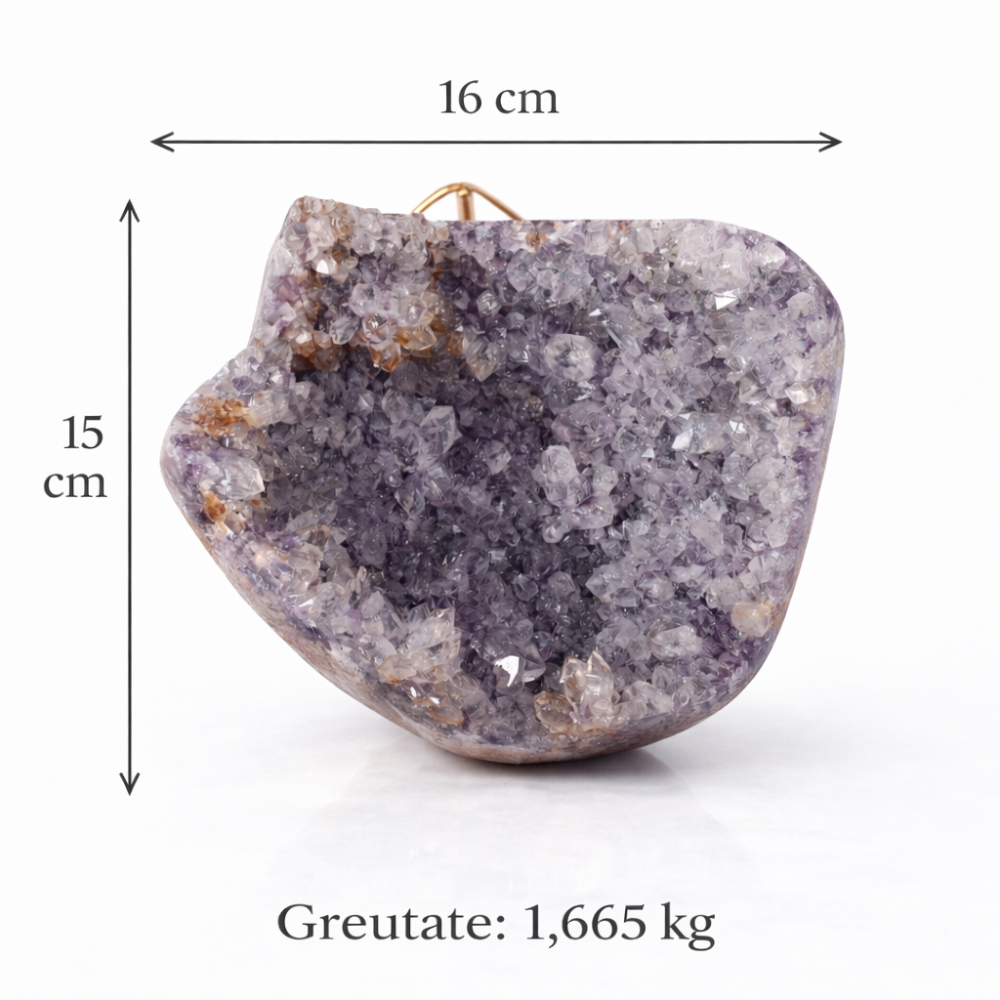 Geoda din ametist naturala pe suport metalic – cristal brazilian unicat 1.665 kg [2]