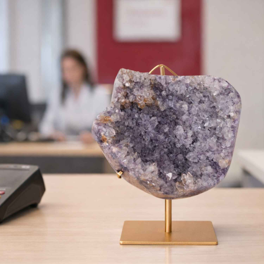 Geoda din ametist naturala pe suport metalic – cristal brazilian unicat 1.665 kg [4]