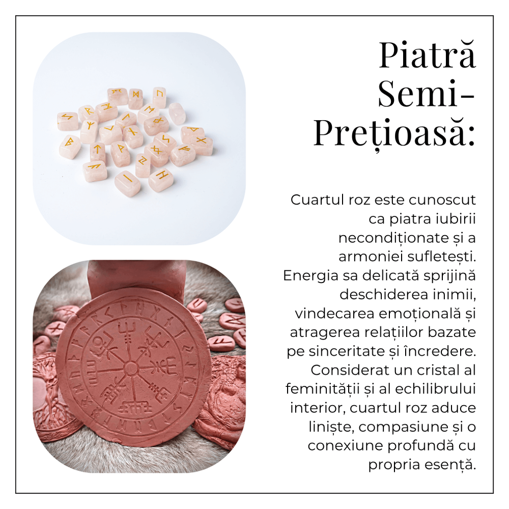 Set Rune din Cuart Roz Natural – Iubire, Claritate si Armonie Interioara [6]