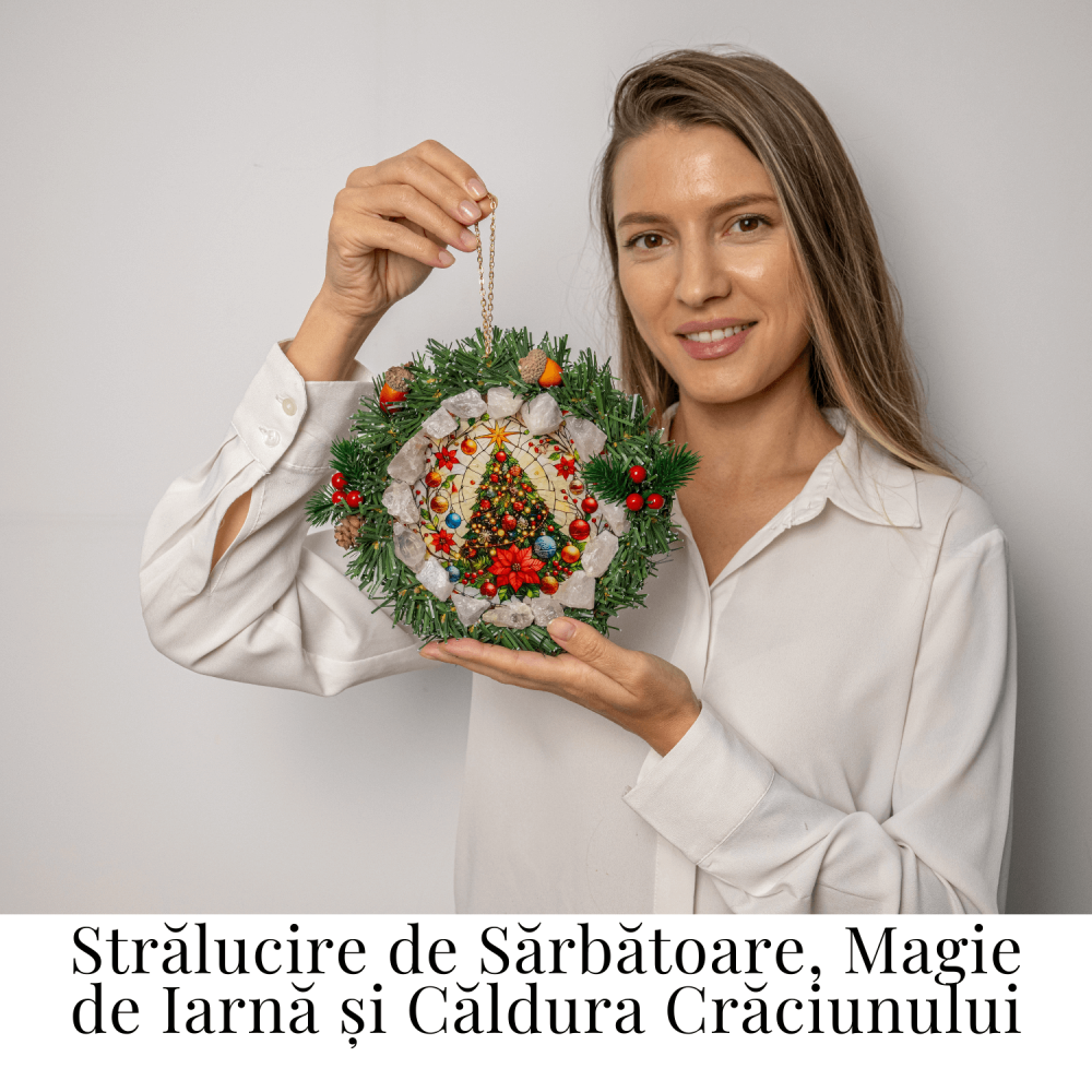 Coronita de Craciun cu Cuart Roz Brut – Armonie, Iubire si Magie Festiva [2]