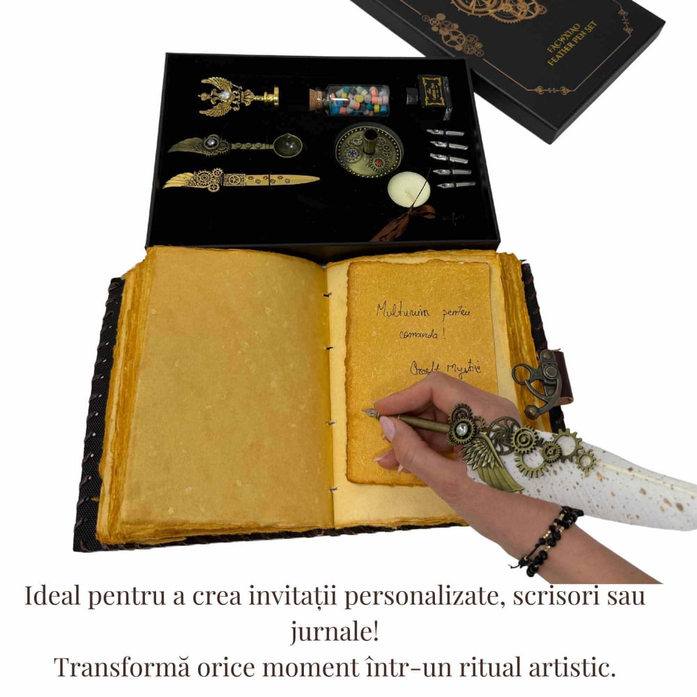 Set Stilou Pana Steampunk cu Accesorii – Scris Artistic, Sigilii si Cadou Premium [2]