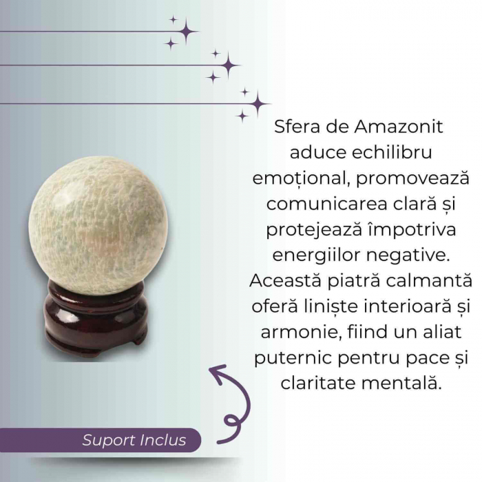 Sfera din Amazonit 50-55 mm cu Suport Inclus - Echilibru și Armonie Energetică [2]