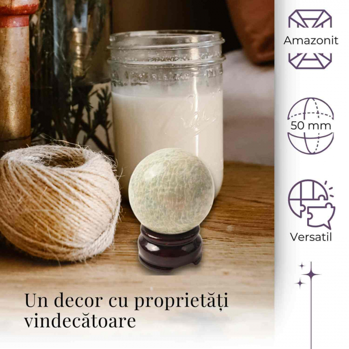 Sfera din Amazonit 50-55 mm cu Suport Inclus - Echilibru și Armonie Energetică [6]