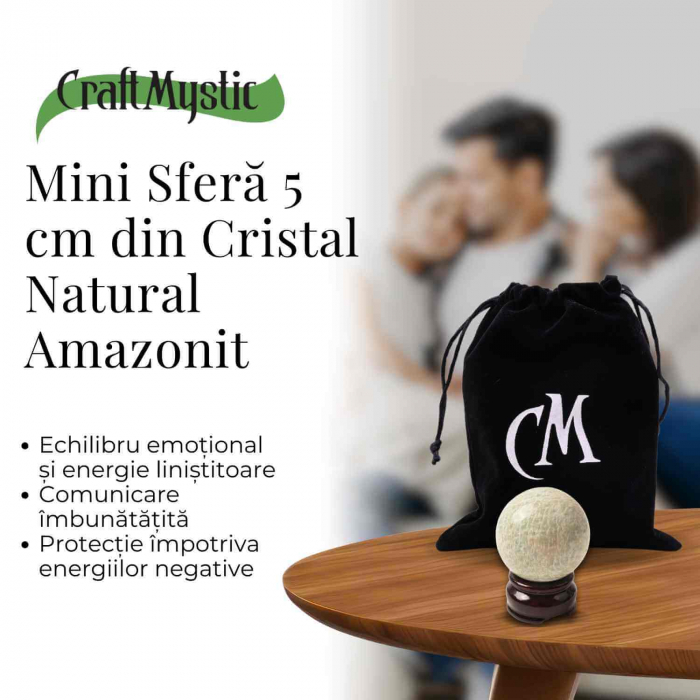 Sfera din Amazonit 50-55 mm cu Suport Inclus - Echilibru și Armonie Energetică [4]